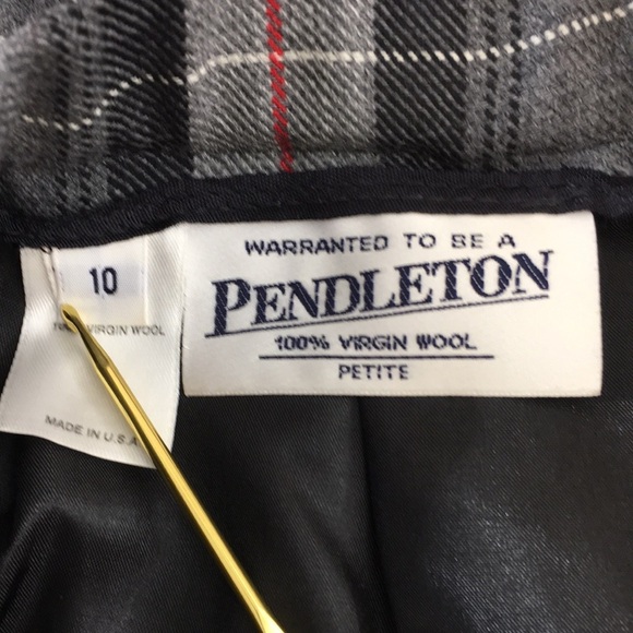 Pendleton Skirt Womens 10P Gray Black Plaid Virgin Wool Midi Vintage - Picture 9 of 11